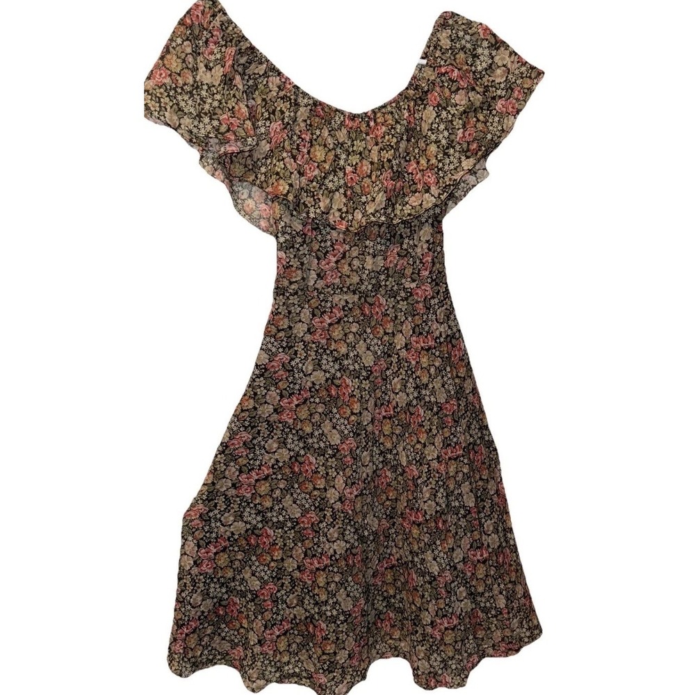 Samuel Blue Prairie Maxi Dress Union Made Cottagecore Off Shoulder Floral Sz 6